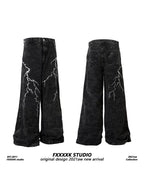 FXK Original Embroidered Lightning Loose Jeans