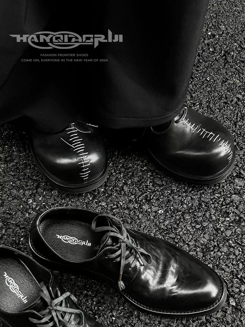 HANQIAORJI Hand-stitched First-layer Cowhide Thick-soled Big Head Shoes