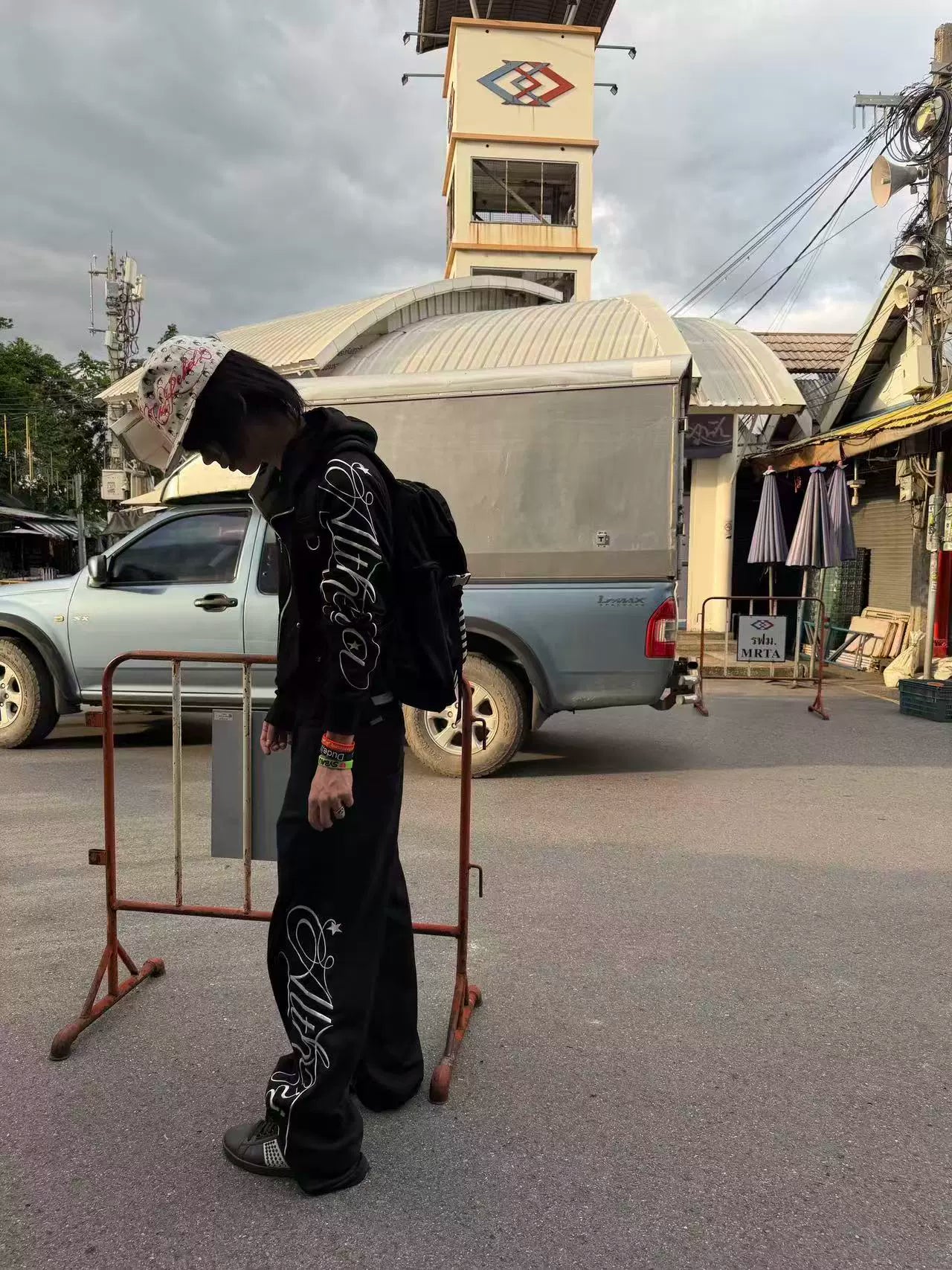 DETW Terry Embroidered Straight-leg Lace-up Sweatpants