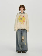 Girlyhalo Vintage Embroidered Loose Jeans