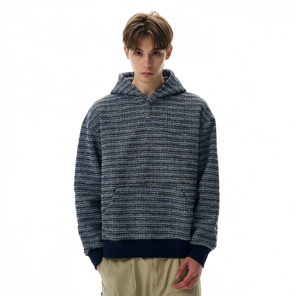 A PUEE Retro Small Fragrant Woven Hooded Sweater