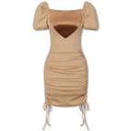 Imone Slim and Thin Velvet Love Splicing Pleated Dress