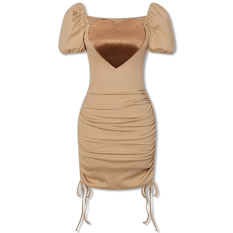 Imone Slim and Thin Velvet Love Splicing Pleated Dress