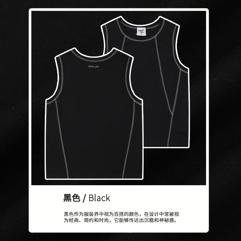 American Sports Style Contrast Deconstructed Sleeveless Vest Tee