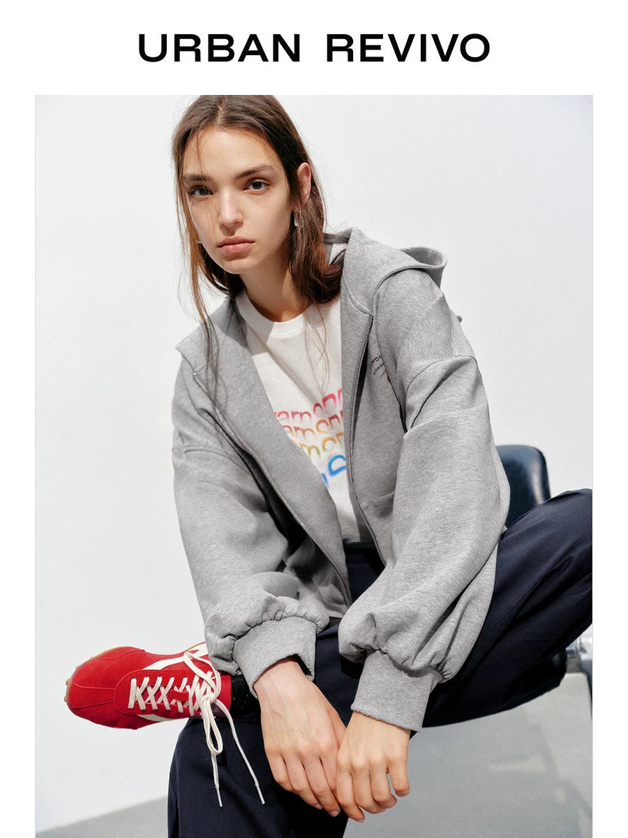 Urban Revivo Love Zipper Hooded Jacket