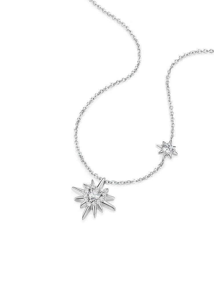 Catiro Star Sun S925 Silver Clavicle Necklace