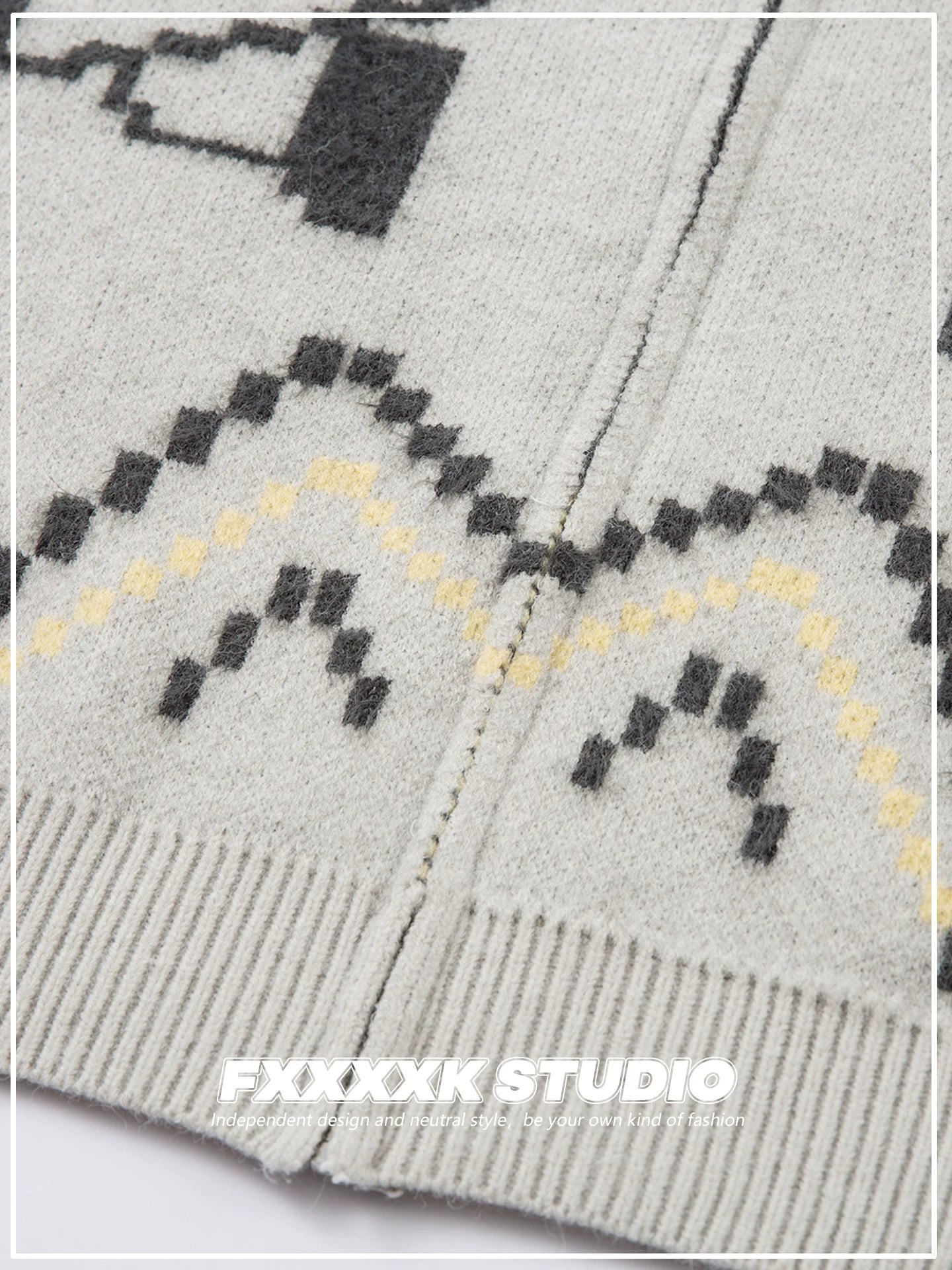 FXK Original Cartoon Tifa Fair Isle Cardigan Sweater