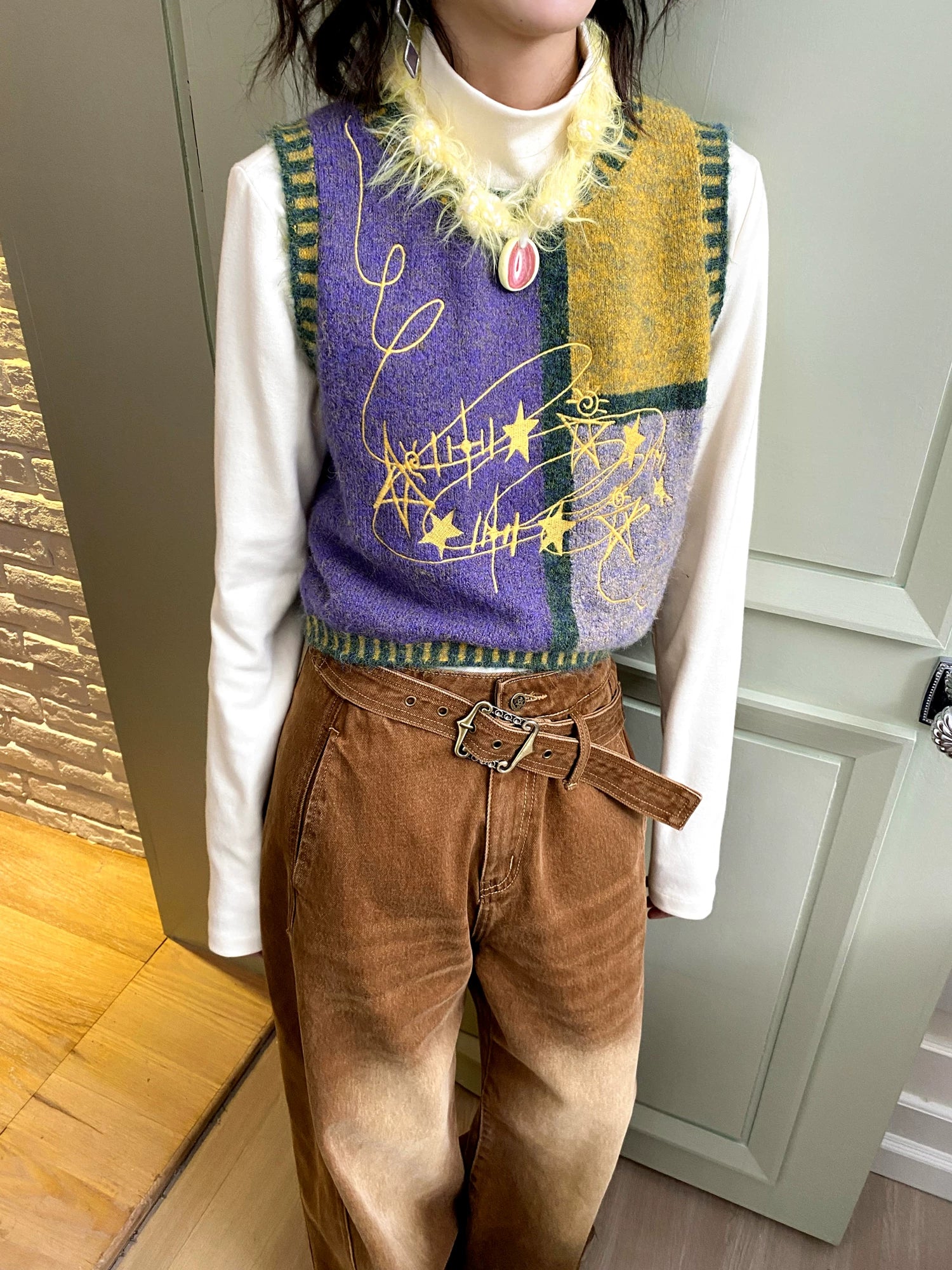 Chemical Girl Star Lighting Color Block Knitted Vest