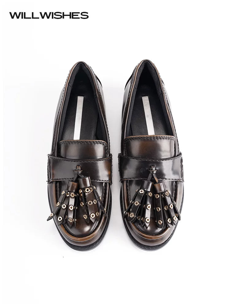 WILLWISHES Wang Ding Niche Retro Tassel Loafers