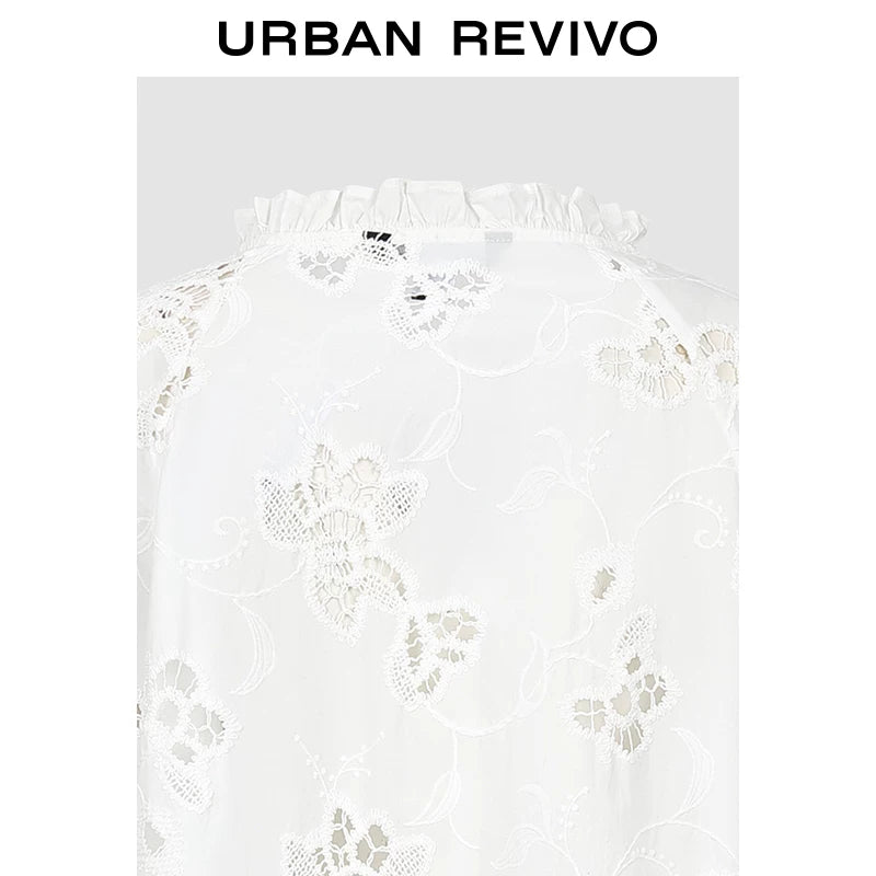 Urban Revivo Hollow Embroidery Tassel Blouse