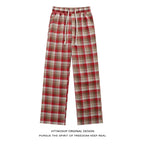 HTTAOSUP Retro Plaid Wide-Leg Pants