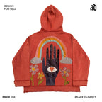 Mottled Original Artist Patch Splicing Hooded Sweatshirt