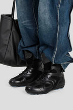 HANQIAORJI Splicing High-top Black Boxing Boots