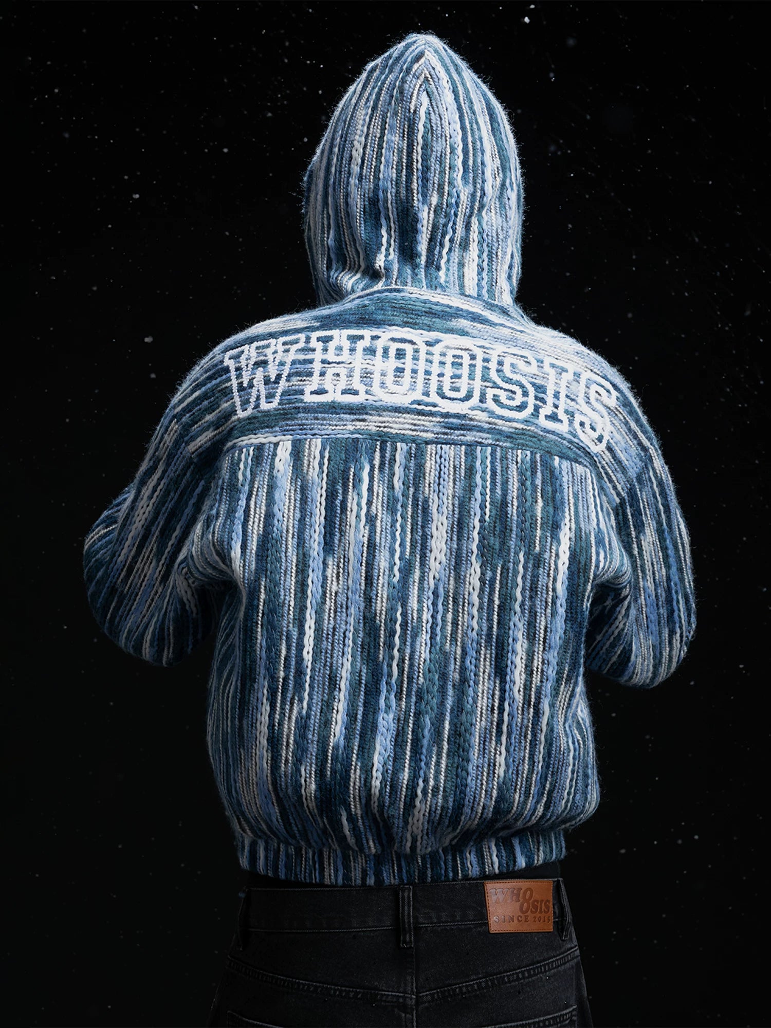 WHOOSIS Woven Fabric Rope Embroidery Hooded Jacket