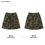 NewJNXS Lightweight Camouflage Embroidered Plaid Wide-leg Shorts