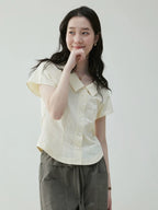 VOOE Lapel Slim Commuter Short-sleeved Shirt