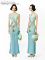 YEDM Butterfly Print Neck Fishtail Dress