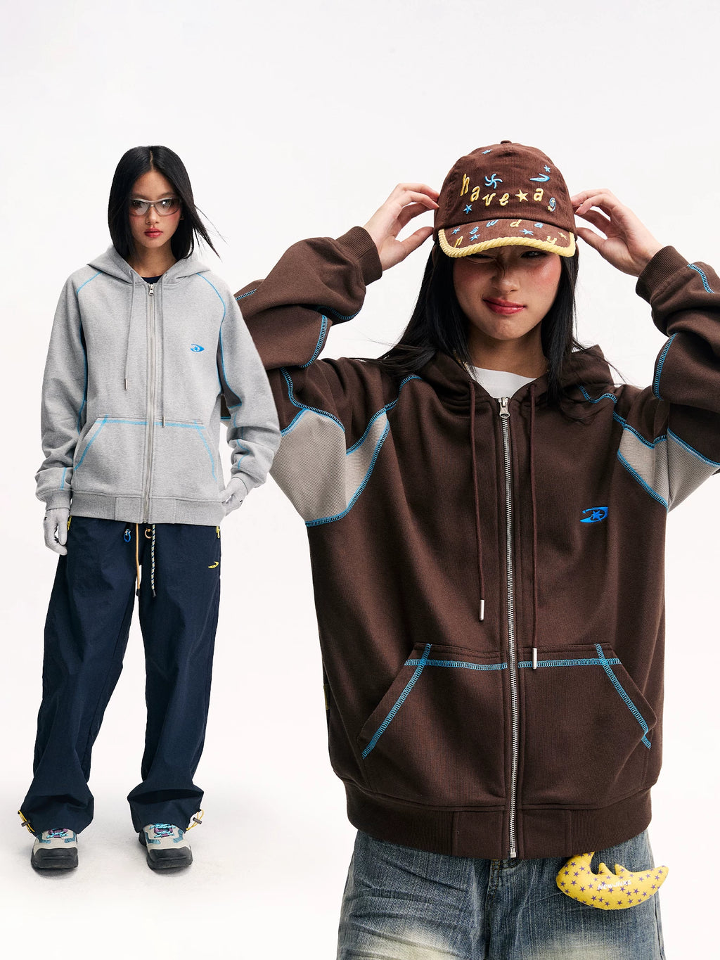 Mr. Jiangnan NewJNXS Constant Warm Leather Contrast Hooded Cardigan Jacket