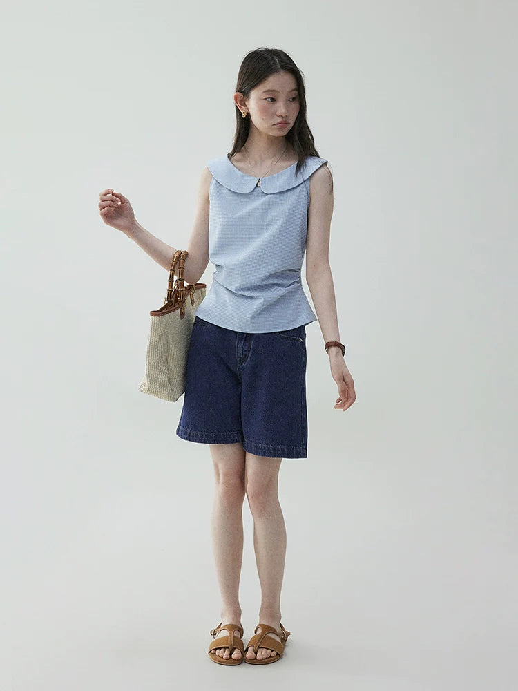 VOOE Vintage Versatile Straight Loose Denim Shorts