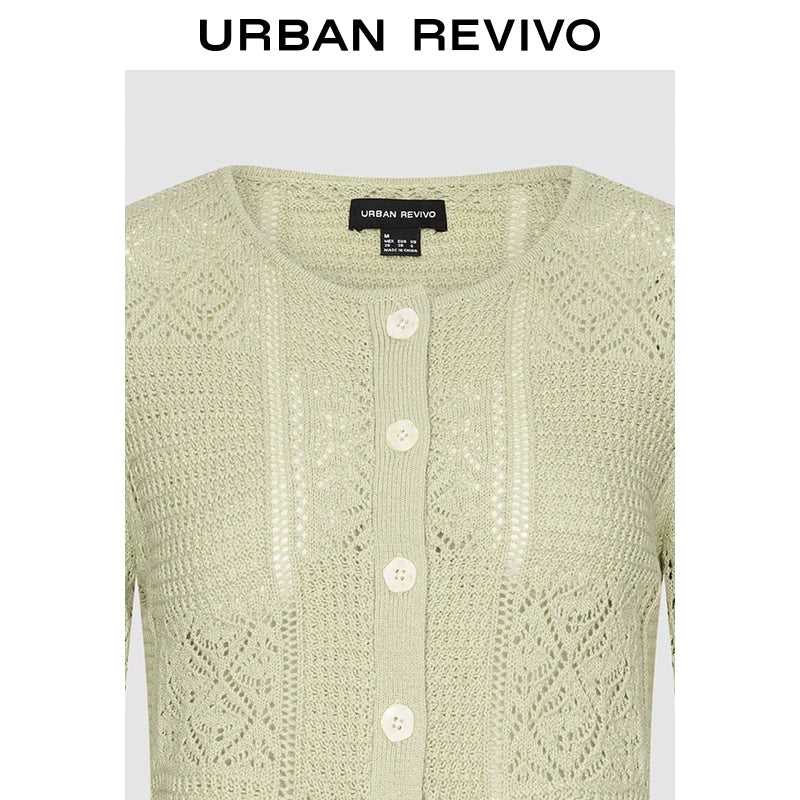 Urban Revivo Hollow Jacquard Knit Cardigan