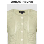 Urban Revivo Hollow Jacquard Knit Cardigan