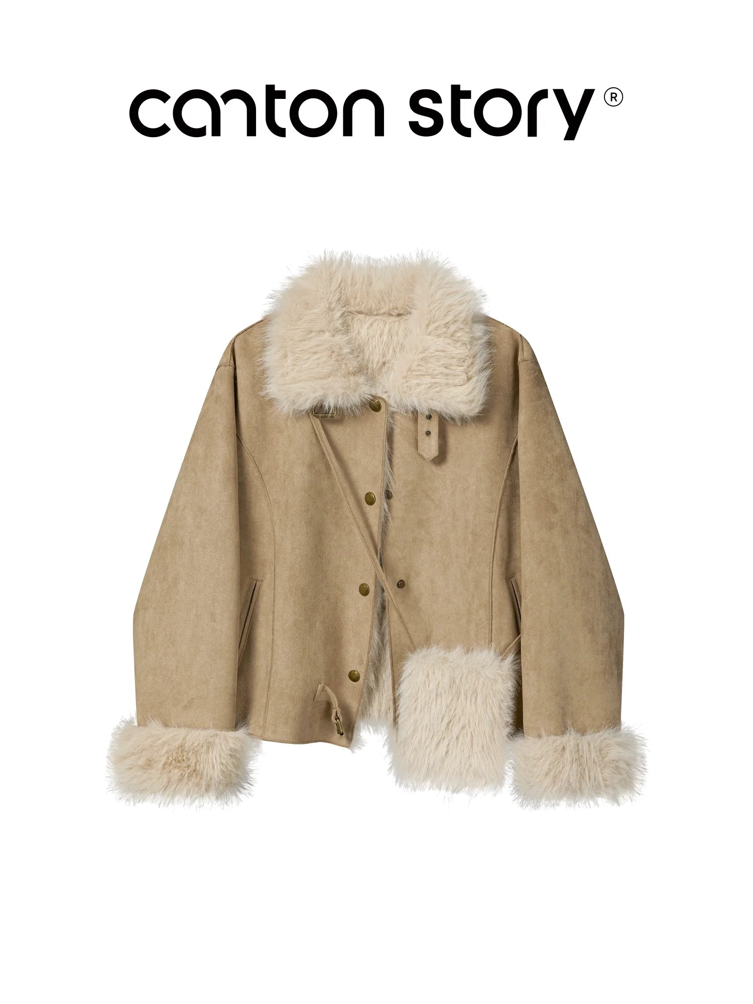 Cantonstory Vintage Korean Fur Integrated Plush Short Jacket