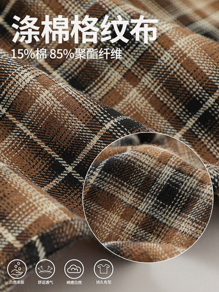 American Retro British Plaid Long-Sleeve Shirt