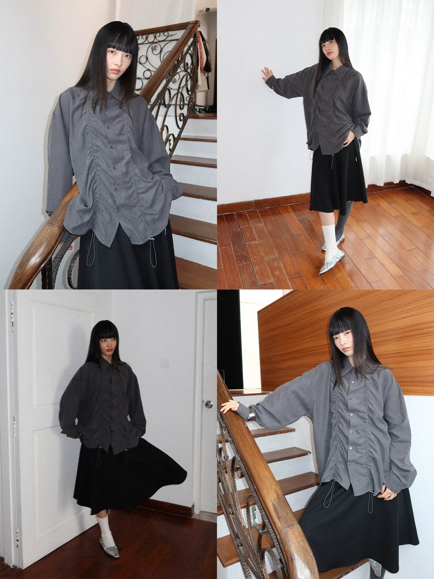 FUNKYFUN Loose Large Version Long-sleeved Shirt Jacket