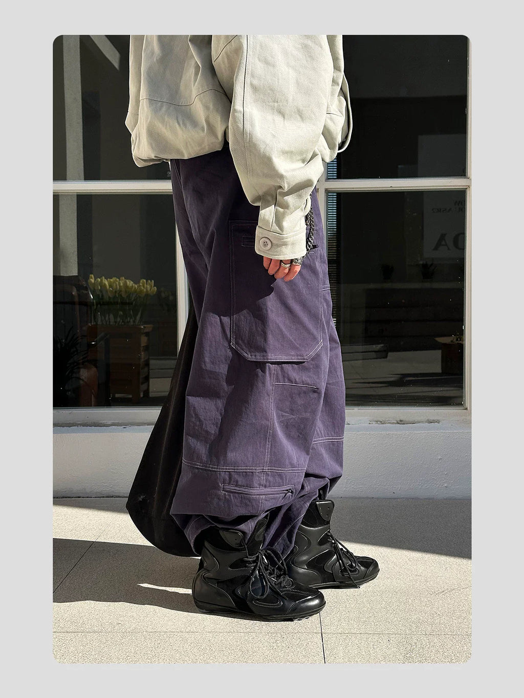 HANQIAORJI Splicing High-top Black Boxing Boots