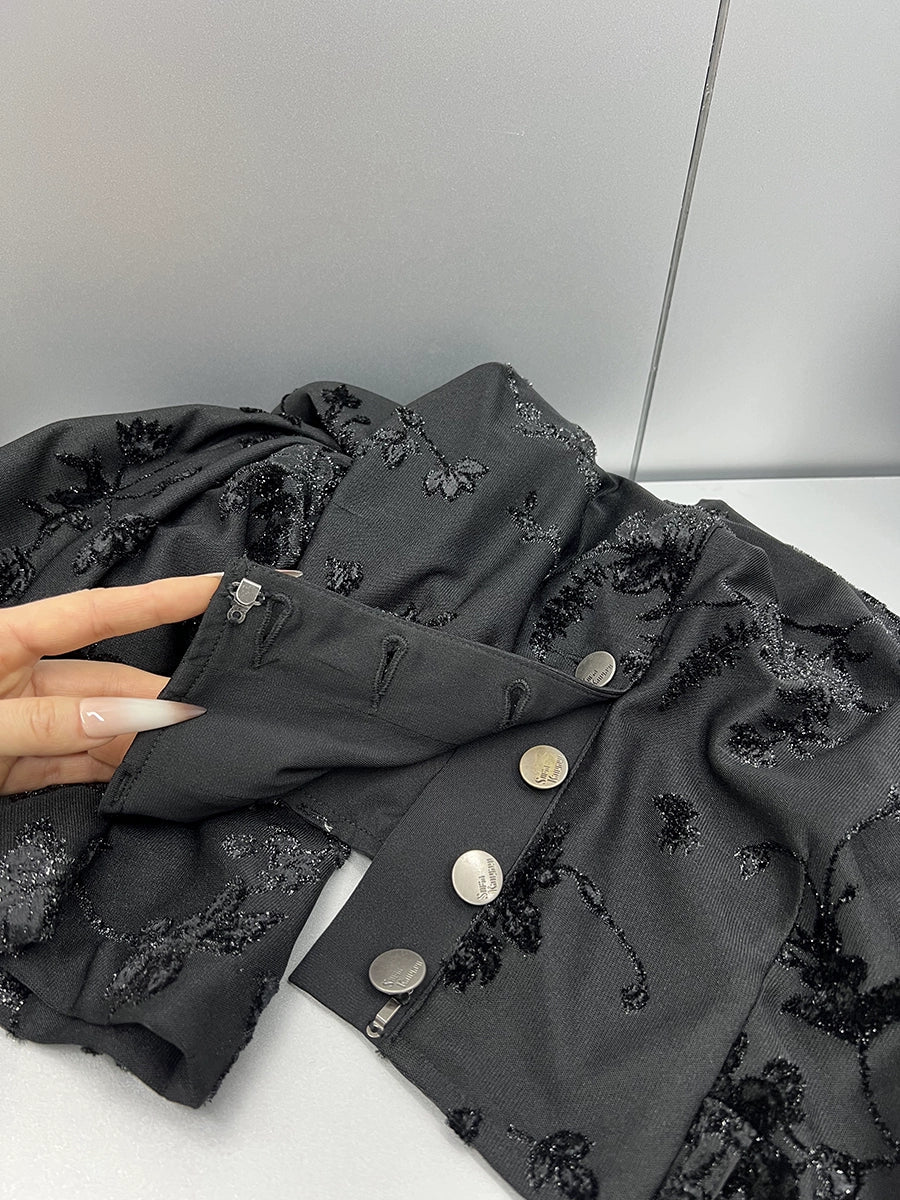 FUZZYKON Button Placket Light Drop Straight Loose Flocking Pants