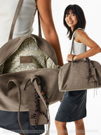 CryingCenter Fleece Contrasting Color Splicing Capacity Shoulder Large Bag Messenger Bag