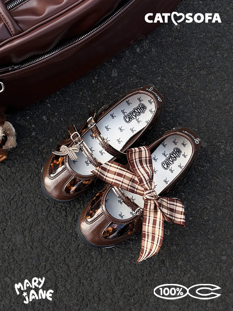 Cat & Sofa Mary Jane Brown Leopard Flats