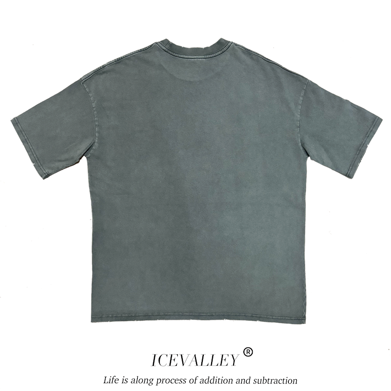 MELANIN Washed Gray Gothic Loose Short Sleeve T Shirt
