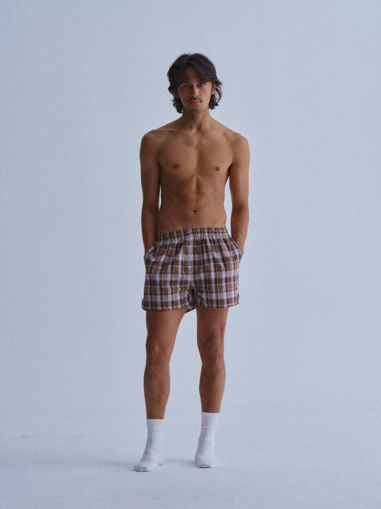 LIBERAFIT Knitted Plaid Cotton Boxer Shorts