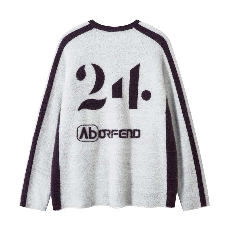 American Alphanumeric Jacquard Sports Sweater