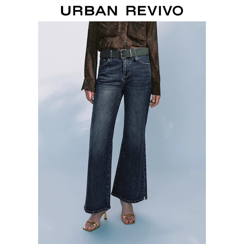 Urban Revivo Belt Slit Flared Jeans