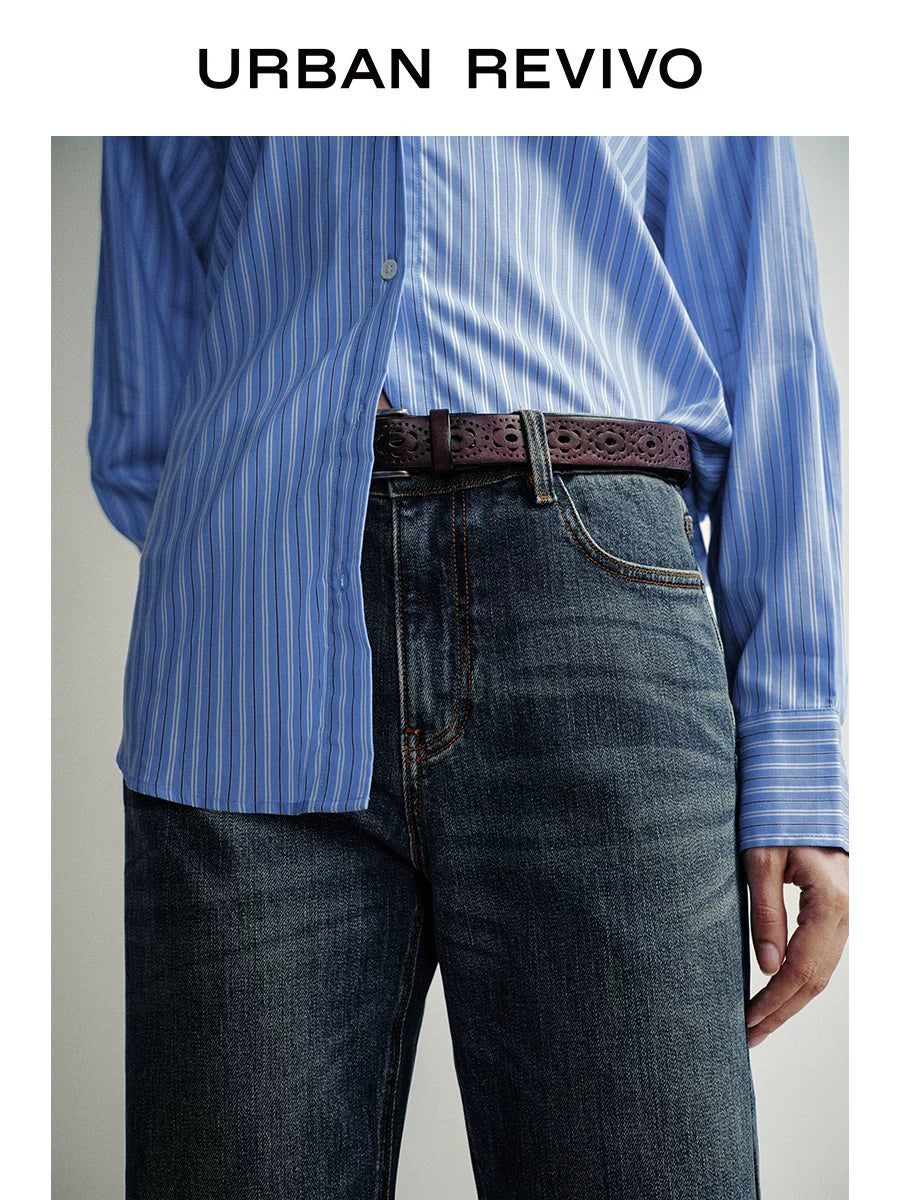 Urban Revivo Washed Belt Flared Jeans