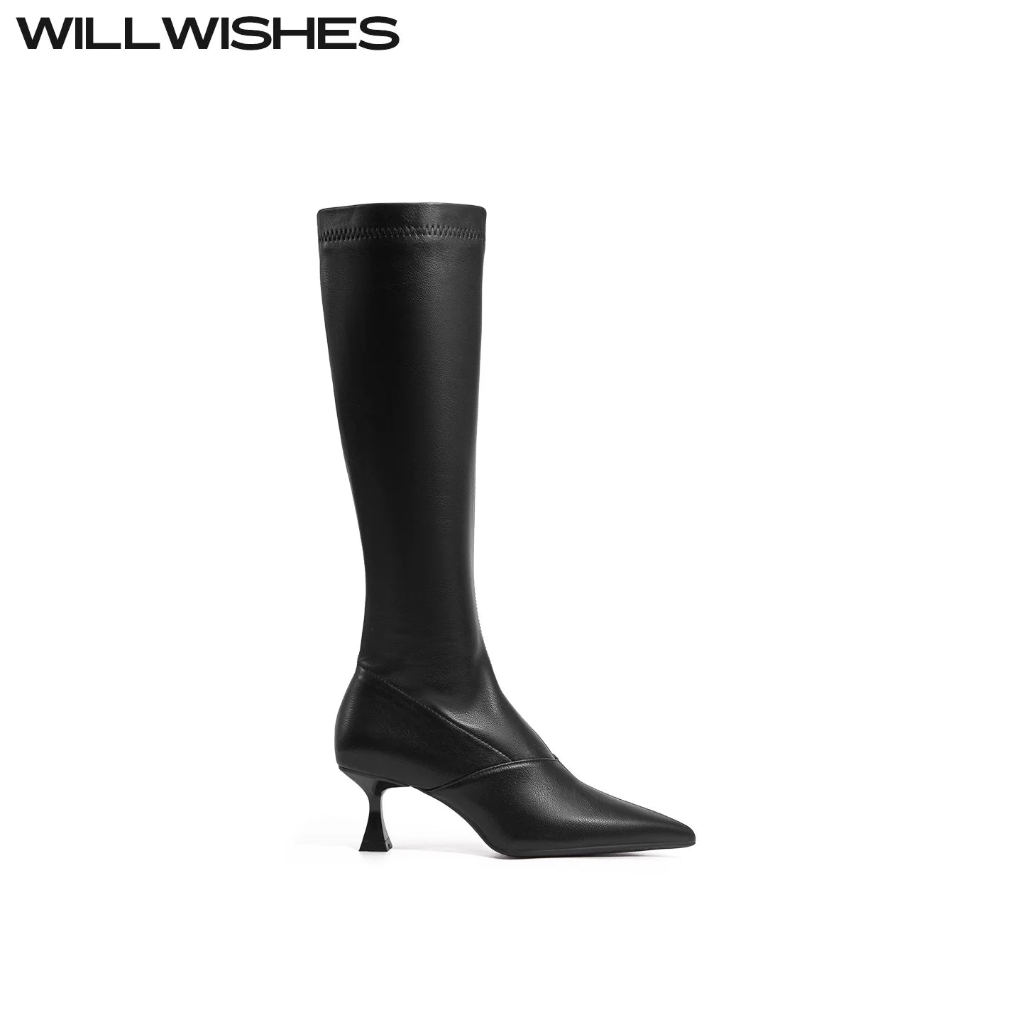 WILLWISHES Wang Ding Pointed Toe High Heel Slim Knight Boots