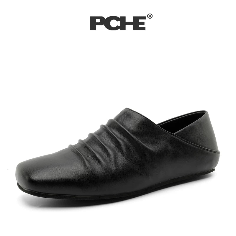 Pu Chen PUCH Pleated Square Toe Ballet Shoes