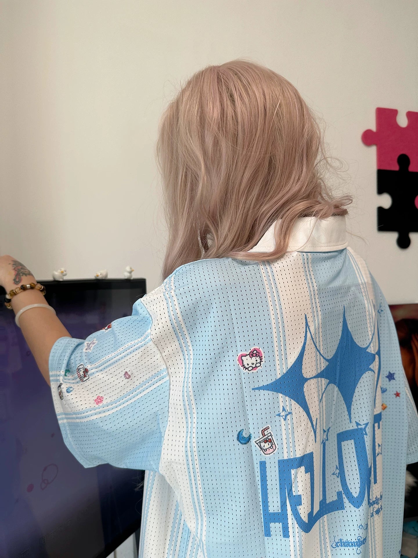 SIXMINU Cute Cartoon KT Cat Letter T-Shirt