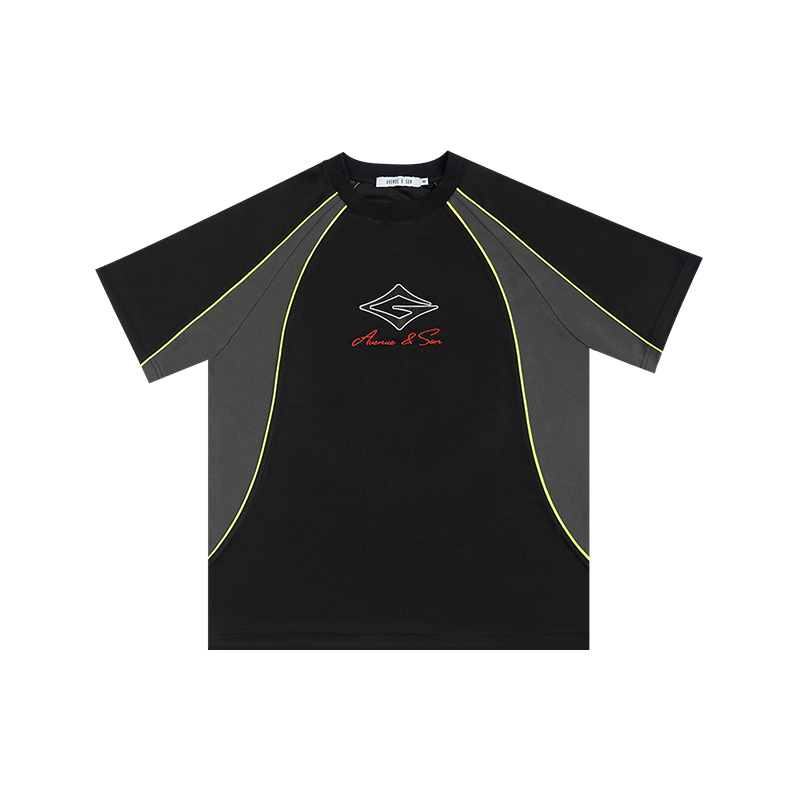 AVENUESON Three Color Embroidered Logo Short Sleeve Jersey T Shirt