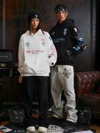 STK SmallTownKid Cross Patch Leather Hooded Sweatshirt