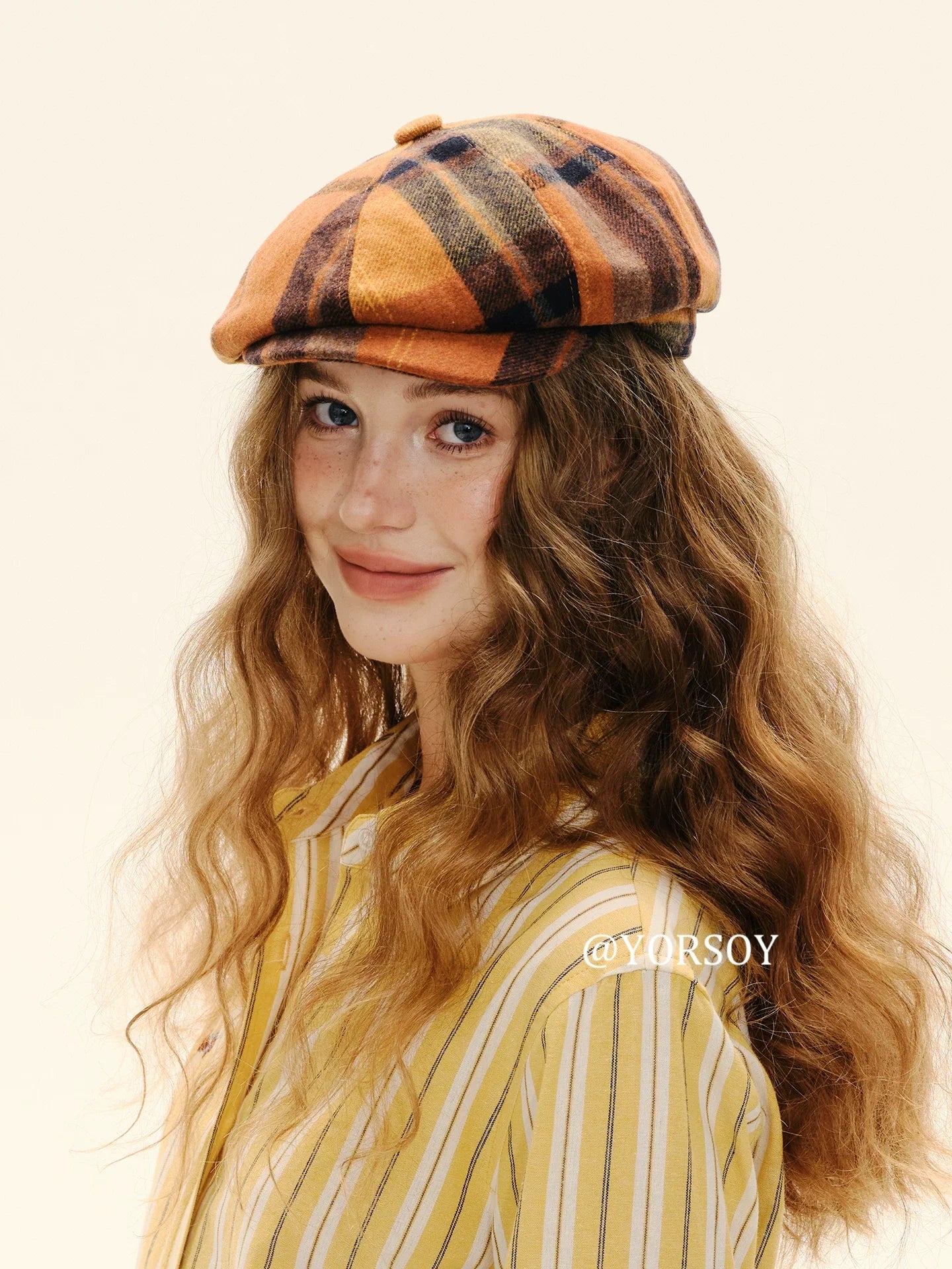 YORSOY Vintage College Plaid Thermal Beret