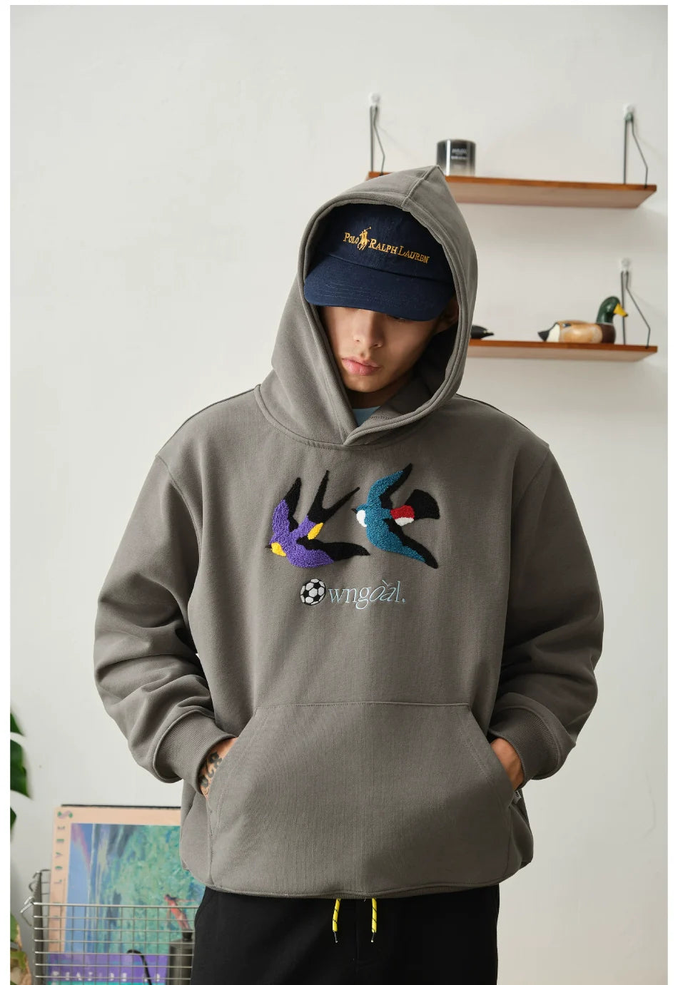 Battles Oolong Ball Double Bird Towel Embroidered Hoodie