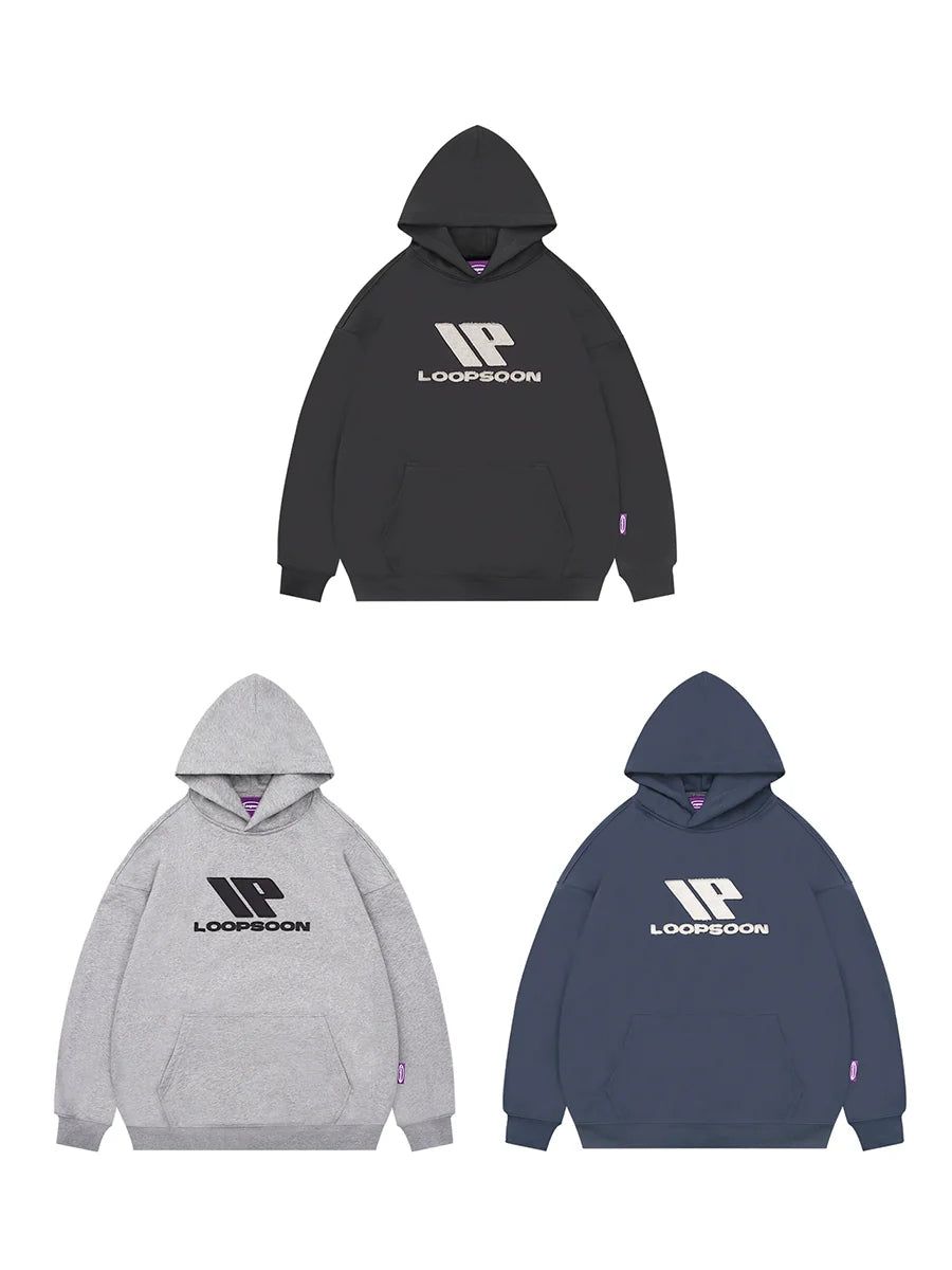 Loopsoon Hooded Pullover Monogram Patch Loose Guard