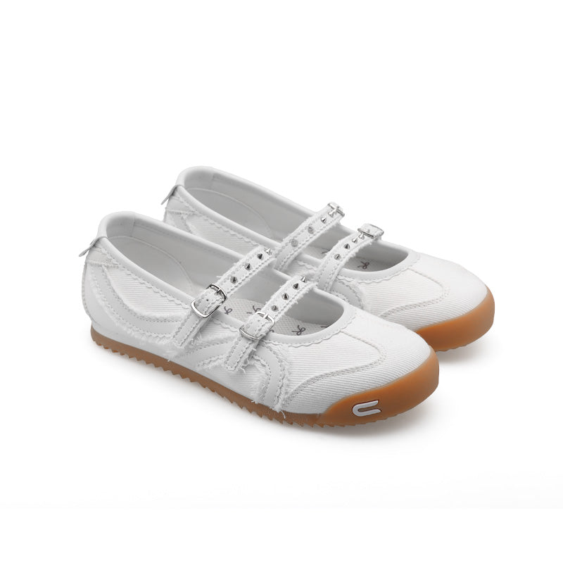 Cat & Sofa Mary Jane Silver Ballet Flats