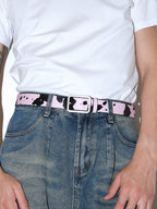 Darkblue Store Black White Cow Pattern Simple Casual Belt