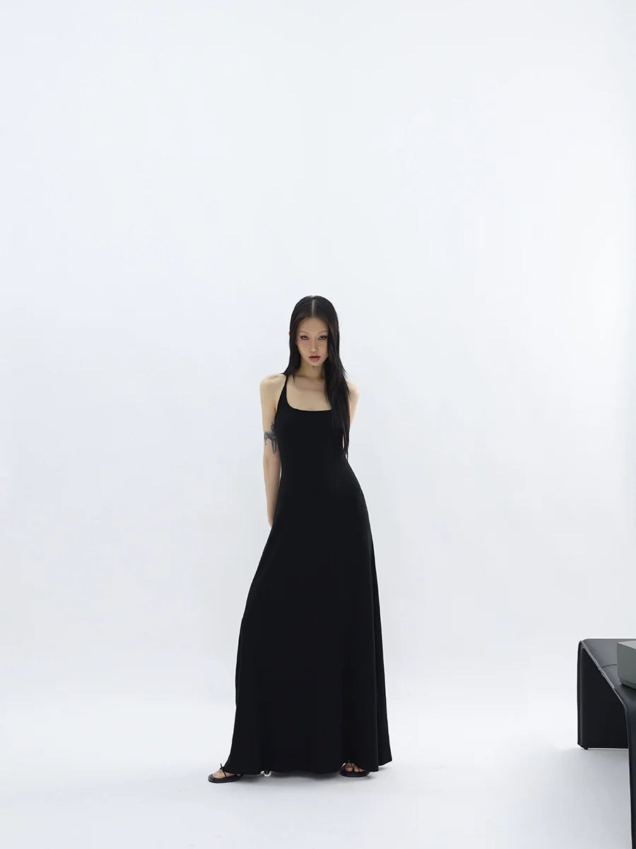 FUZZYKON Big U-neck Slim-fit I-shaped Sling Vest Dress