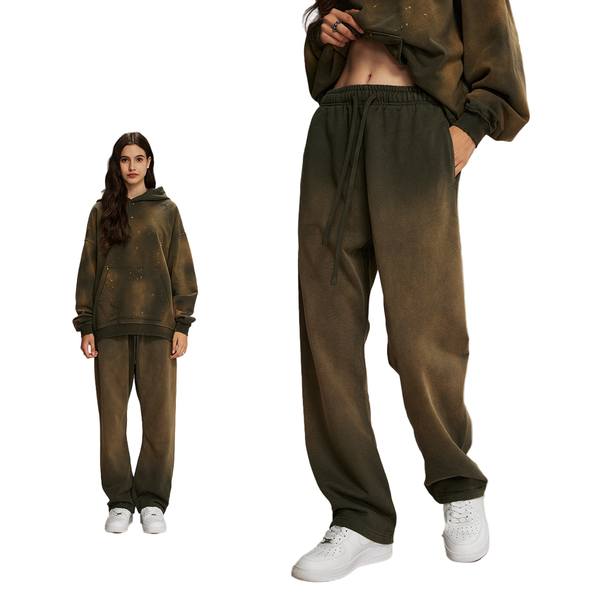 ARTIE Distressed Terry Hoodie & Sweatpants Set