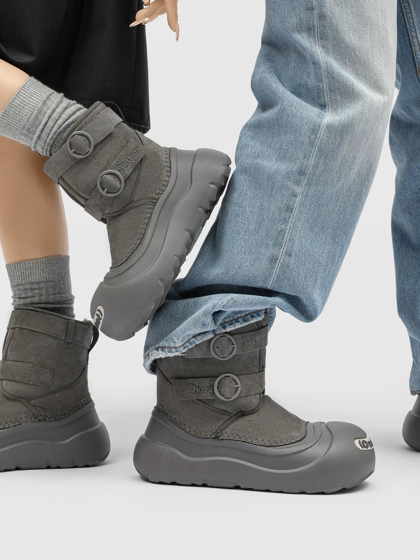 PUCH Gray Open Smile Snow Boots